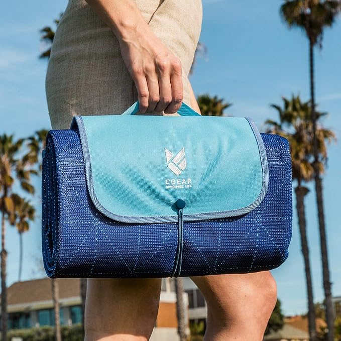 CGEAR Sandlite – Patented Sand-Free Beach Mat – Multi Use Outdoor Camping Mat, Picnic Blanket, Exercise Stretching Mat – Rollup Compact – Great for Families