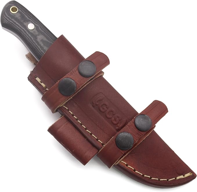 GCS Custom Handmade BLACK & WHITE G10 Handle D2 Tool Steel Tactical Survival Hunting Knife with Buffalo Hide Sheath GCS180