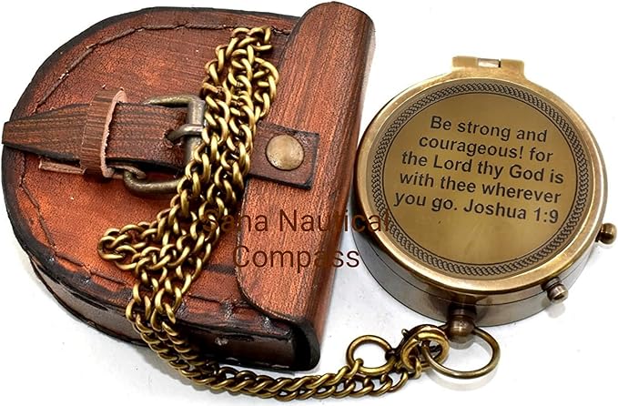 Pocket Chain Compass Engraved Your Tommy Your Tubbo Brass Compass with Leather Case and Chain Engraved Compass Brass Camping Compass for Trekking Survival Item by SANA Nautical Compass