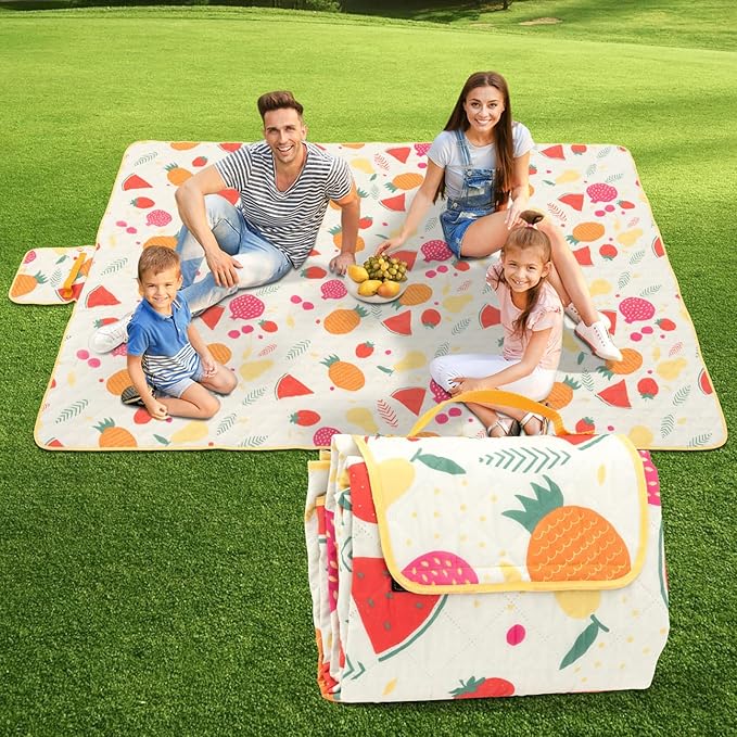 Picnic Blankets, Portable Outside Baby Blanket, 3 Layer Picnic Mat for Camping, 59"x79" Large Waterproof Sand Proof Camping Blanket, Lightweight Folding Portable Travel Blanket