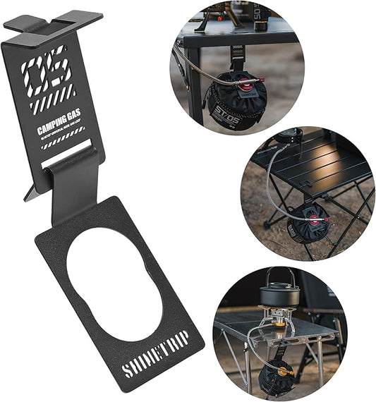 Gas Canister Hanging Hook Stainless Steel Butane Fuel Gas Tank Hanger Clip Isobutane Fuel Canister Hanging Rack for IGT Camping Table, Lightweight Backpack Camping Stove Accessories