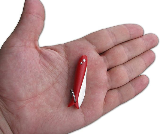 Red Smal Mini Micro Knife - Handmade Key ring Pocket Folding Folder Knife, Stainless Steel, Multi Purpose Portable, Tiny Blade