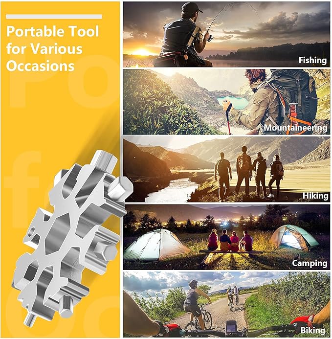 Snowflake Multi Tool, 1PCS 18 in 1 Snowflake Tool Stainless Steel Snowflake Handy Tool with Storage Bag (Silver)