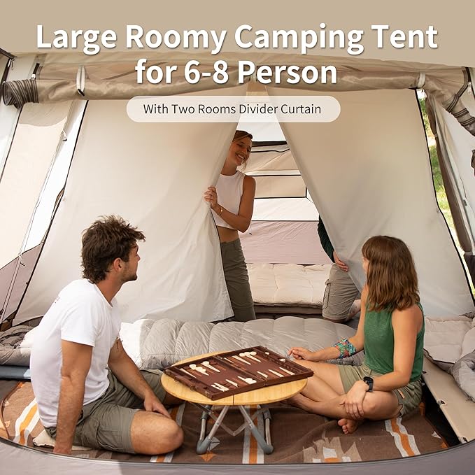 Naturehike Cape 4/6/8 Person Camping Tent, 60S Easy Setup Instant Tent Pop up Tent, Waterproof Large Tall 6/8 Person Tents for Camping, Car Camping