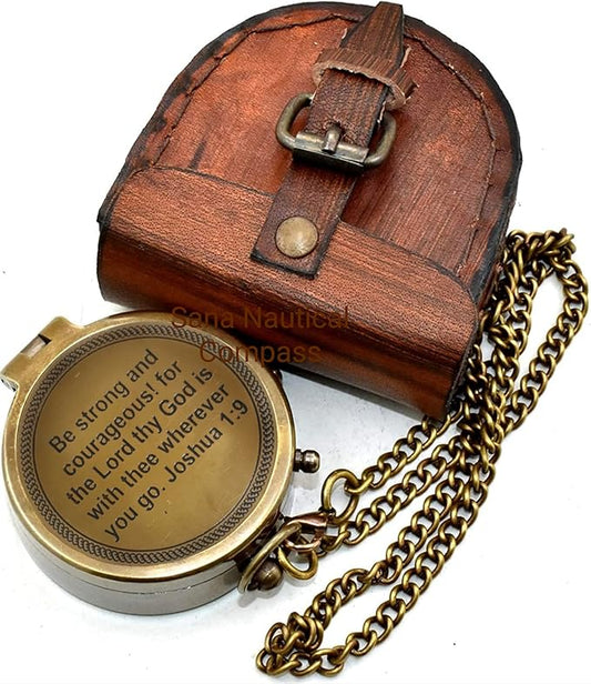 Pocket Chain Compass Engraved Your Tommy Your Tubbo Brass Compass with Leather Case and Chain Engraved Compass Brass Camping Compass for Trekking Survival Item by SANA Nautical Compass
