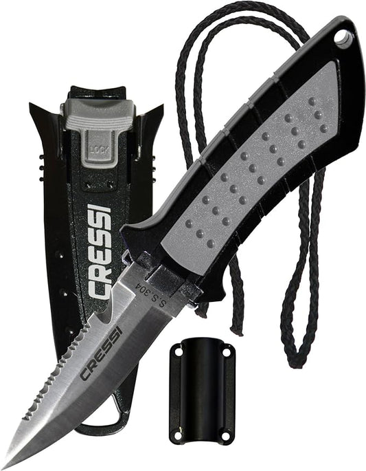 Cressi Short Blade Knife for Scuba Diving and Spearfishing with Quick-Release Sheath & Hose Holder - Lima: designed in Italy