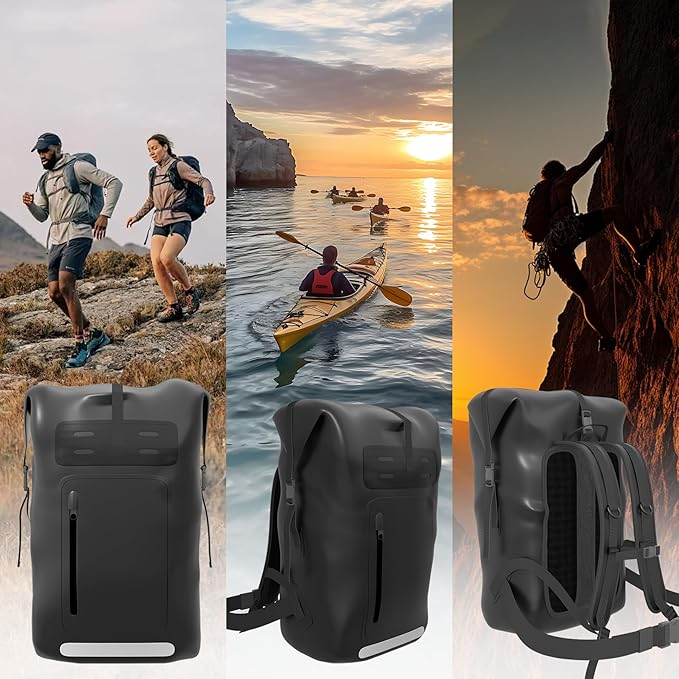 Waterproof Backpack，Heavy Duty Hiking Backpack，35/55/85L dry bag backpack waterproof for Men，Roll-Top Closure，for Kayaking, Travel, Hiking, Fishing, Camping, Motorcycles (black, 35L)