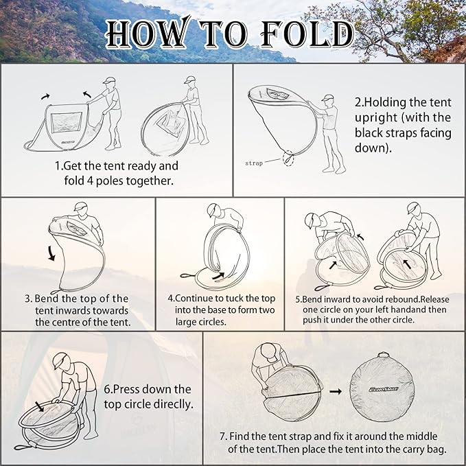 EchoSmile Camping Instant Pop Up Tent, 2/4/6/8/10 Person, Water Resistant Dome, Easy Setup for Camping Hiking and Outdoor, Portable with Carry Bag, 3 Season