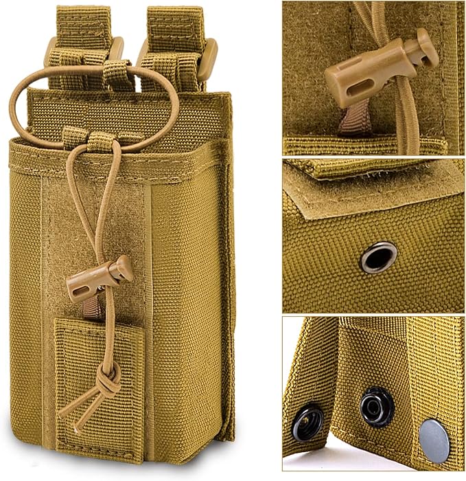 Molle Radio Pouch Holster Tactical Holder Duty Belt Accessories Military Heavy Bag for Two Ways Walkie Talkies Adjustable Storage with 1 Pack Patch