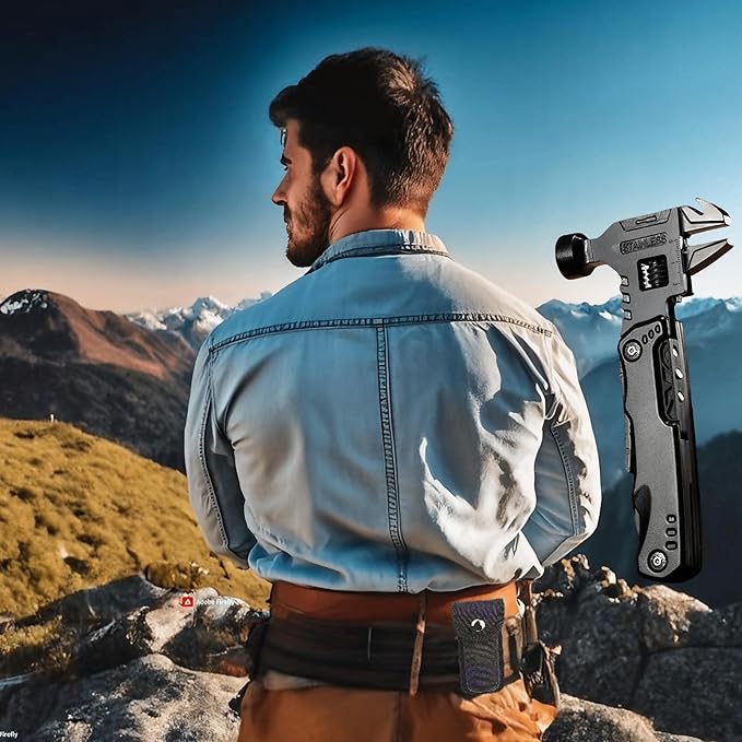 Multitool Pocket Knife, Multitool Knife Hammer and Wrench Pliers Saw Bottle Can Opener Screwdriver, Multitool for Camping Hiking Survival, Gifts for Men Him Dad