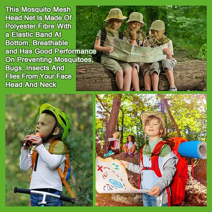 HESTYA 4 Pack Mosquito Net Mesh for Head Face Neck Fly Netting Hood from Bugs Gnats No See Net with Carry Bags for Outdoor