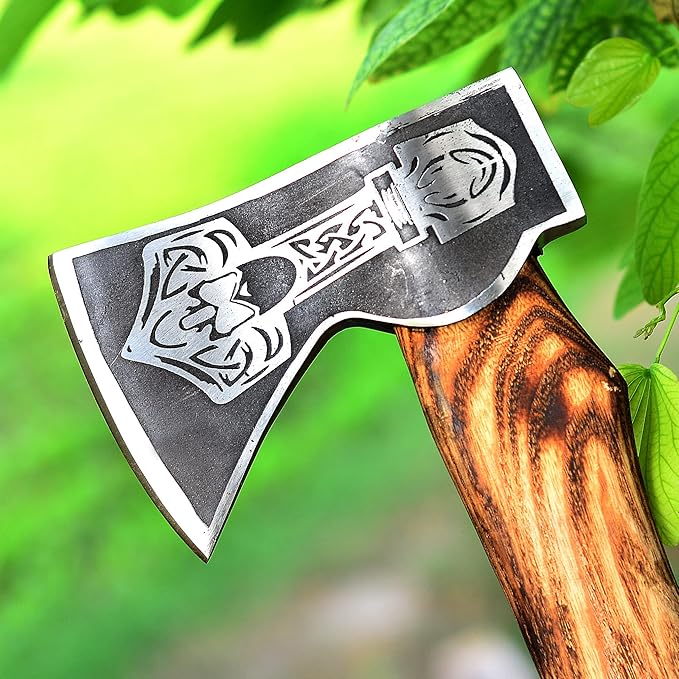 AX-5007 Custom Handmade Hatchet Viking Bearded Head Camping Tomahawk Tool Battle Axe with Sheath