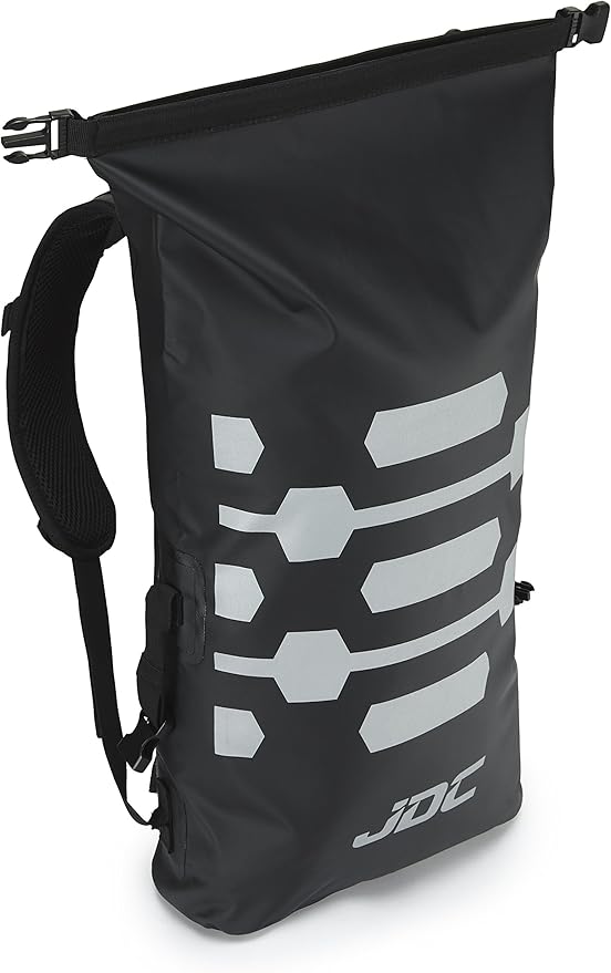 JDC Motorcycle Rucksack 100% Waterproof Dry Bag 30L - REFLECTOR - Black