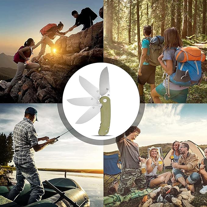 Sitivien ST106 Folding Knife, D2 Blade and Micarta Handle Flipper Pocket Knife, EDC Tool Knife for Outdoor Camping Hiking Survival(Army Green) …