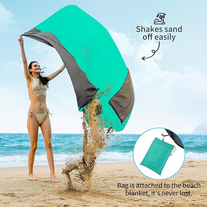 Beach Blanket, 108''*96''(274 * 243cm) Waterproof Sandproof Picnic Blankets for 4-6 Adults, Oversized Lightweight Beach Mat, Big & Compact Picnic Mat for Travel, Camping, Hiking, Beach