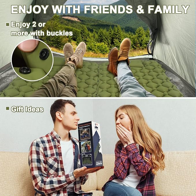 Sleeping Pad for Camping, 79" x 27" Comfort Inflatable Camping Mattress with Pillow, Lightweight Sleeping Mat for Outdoor, Backpacking, Hiking