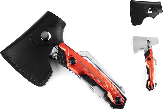 Axe 9 ax with 9-Featured Multi-Tool Hammer, Wrench, Wire Cutter, ax, Bottle Opener, Phillips Screwdriver, Flat-Blade Screwdriver, Nail File, Saw, Knife