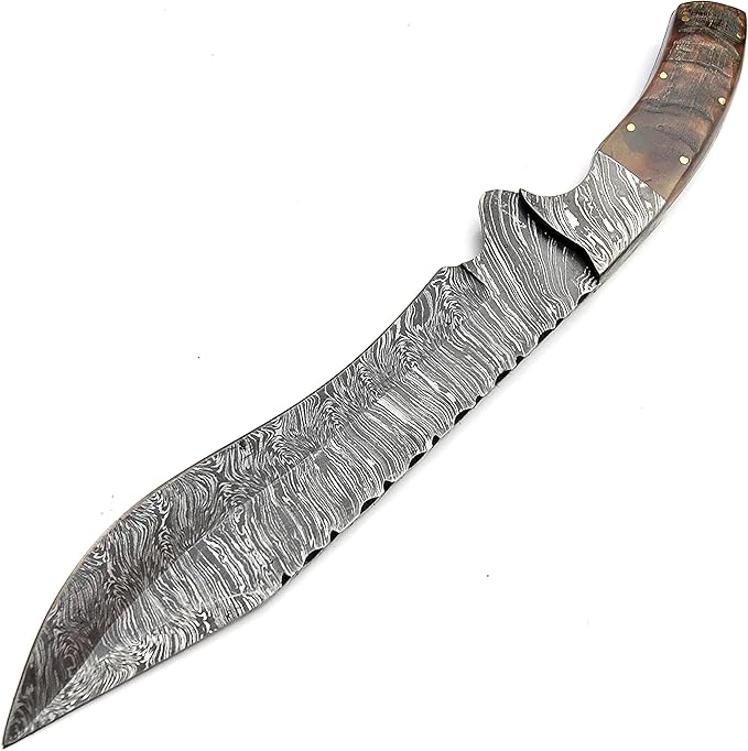 PAL 2000 KNIVES HK-9295 Handmade Damascus Steel 13 Inches Hunting Knife Ram Horn Handle with Sheath