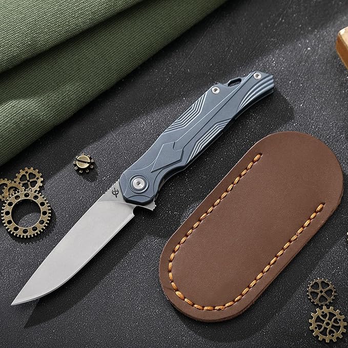 EDC Pocket Folding Knife, S35VN Blade Folding Knife, Blue Titanium Handle, Lined Locking Construction, Suitable for Men and Women's Daily Carry, Lightweight and Practical.