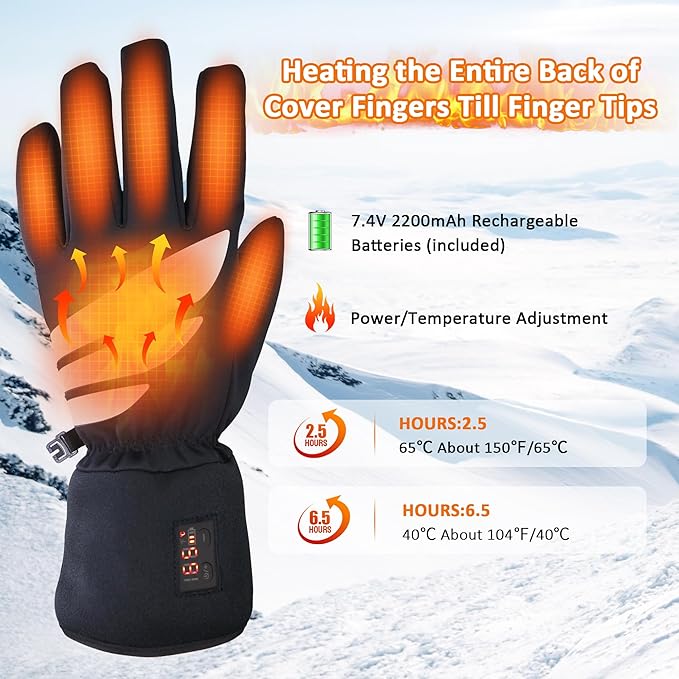 Heated Glove Liners, Rechargeable Electric Battery Operated Heated Gloves for Men Women Thin Hand Warmers for Work Skiing Hunting Fishing Arthritis