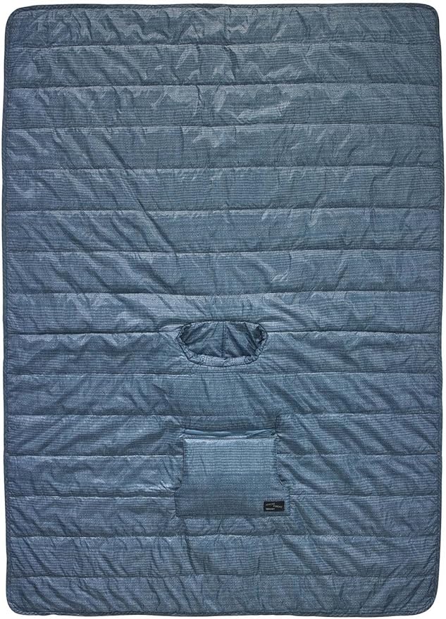 Therm-a-Rest Honcho Poncho Wearable Hoodie Blanket, Blue Woven Print