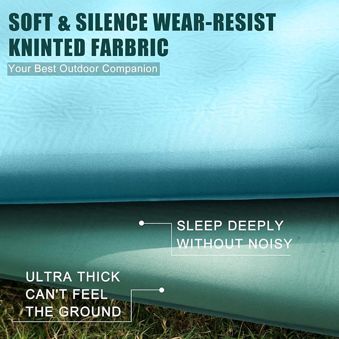 Double Self Inflating Sleeping Pad with Electric Pump,3.14" Thick Memory Foam Camping Mattress 2 Person w/Pillow,Easy Inflate&Deflate,Outdoor Camp Mat for Rooftop Tent Car Truck, Peacock-Blue