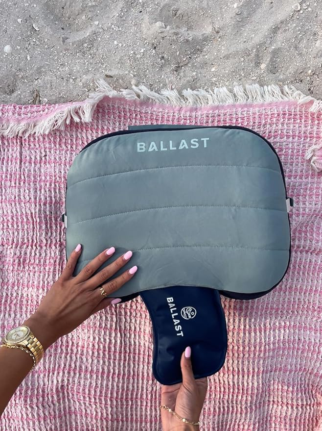 Ballast Beach Pillow – Inflatable Beach Pillow, Camping Pillow, Pool Pillow, Ultra Soft and Durable Pillow That Won’t Blow Away on Windy Beaches (Moonlight Grey)