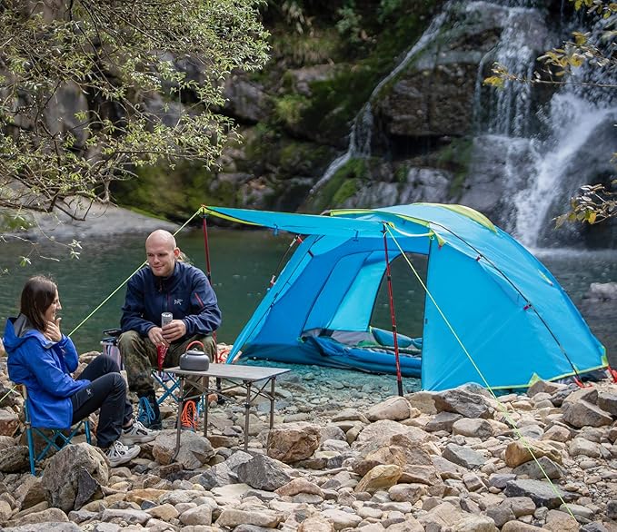 KAZOO 2／4 Person Camping Tent Outdoor Waterproof Family Large Tents 2/4 People Easy Setup Tent with Porch Double Layer