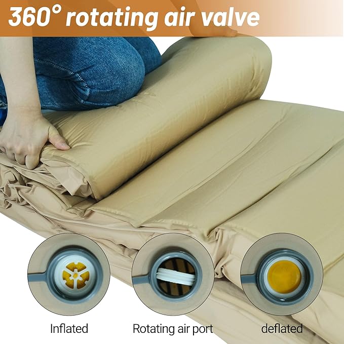 Self Inflating Sleeping Pad - 3.9" Thick Memory Foam for 2 Person - 4 Seasons Portable Lightweight Sleeping Mats for Camping Camping Mattress Pad for Backpacking Hiking Camping Essentials (Double)