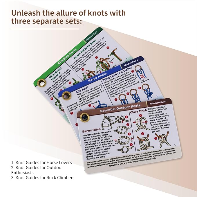 Harrison Howard Wisdom4Sure Comprehensive Knot Card Collection Horse, Outdoor, and Climbing Knots Card Set Waterproof Knot Tying Cards Ultimate Knot Guides