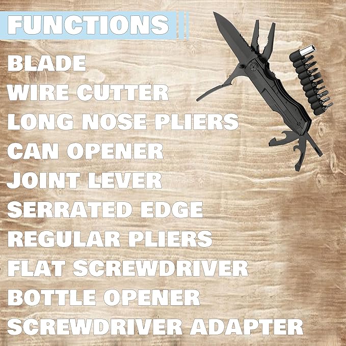 Ascent Handyman's DIY Gift Tool 10 in 1 Multitool Gift Boxed, Handy Knife Pliers Wire Cutter For Camping Fishing Hiking Hunting - Gift Idea for Family, Father, Men, Boyfriend, Women