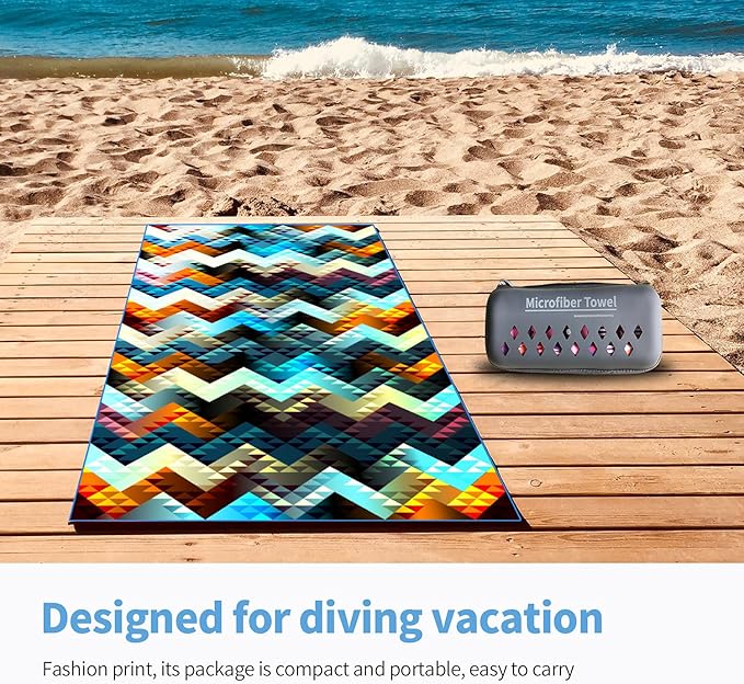 Hiturbo Microfiber Beach Towel,(71"x35") Oversized Sand Free Travel Towels Fast Drying Swimming Towel, Lightweight Compact Camping Towel Super Absorbent Pool Towel