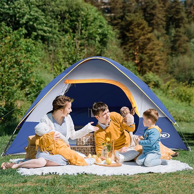 Camping Tent 4 Person, Waterproof Windproof Tent with Rainfly Easy Set up-Portable Dome Tents for Camping