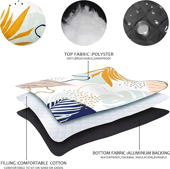 Picnic Blankets Beach Blanket 80" X 80" Extra Large Waterproof Camping Blankets Portable Outdoor Mat 3-Layer blanket for Beach, Hiking, Park, Music Festival, Grass Lawn,Travel