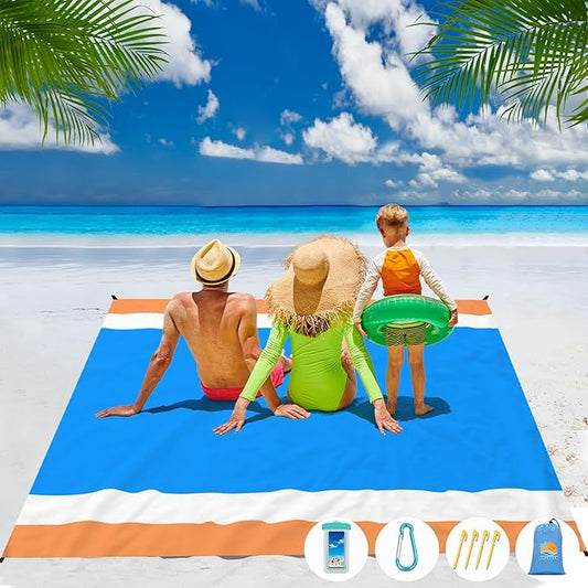 Beach Blanket Waterproof Sandproof 1-8 Adult Oversized 9'×10' Lightweight Durable Compact Sand Free Beach Mat for Travel Camping Hiking Picnic Blanket