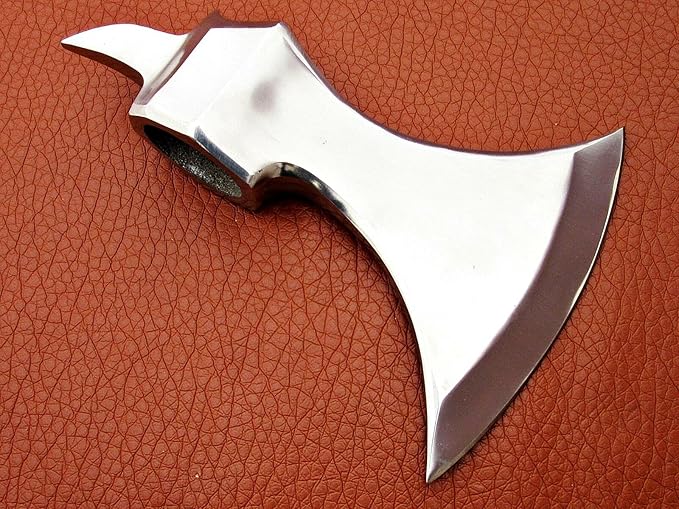 White SPIKER Battle Custom Hand Made HIGH Carbon Steel Tomahawk Viking Axe Head with Leather Sheath