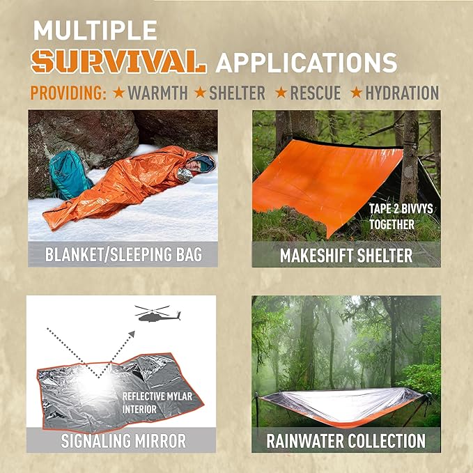 Monterra Emergency Survival Bivvy, Sleeping Bag, Hiking Essentials, Bivy Sack, Outdoor Gear and Equipment, Camping Accessories.