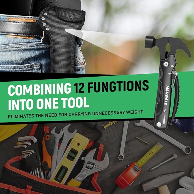 Empower Your Outdoors with the 12-in-1 Multitool Hammer,The Perfect Male Gift Set for Camping Enthusiasts, Father's Day Celebrations