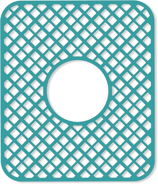 2 Pack Silicone Sink Protector for Kitchen Sink, Lozenge Pattern 13 x 11 inches Sink Grid Mat Silicone Protectors, Center Drain, Green