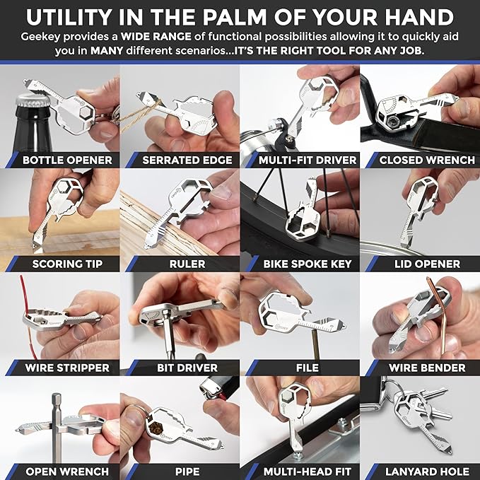 Multi-tool | Original Key Shaped Pocket Tool | Stainless Steel Keychain Utility Gadget | 16+ Tools | TSA Safe Multitool | Gift for Men, Women, Valentine's, Groomsmen, Birthday, Father