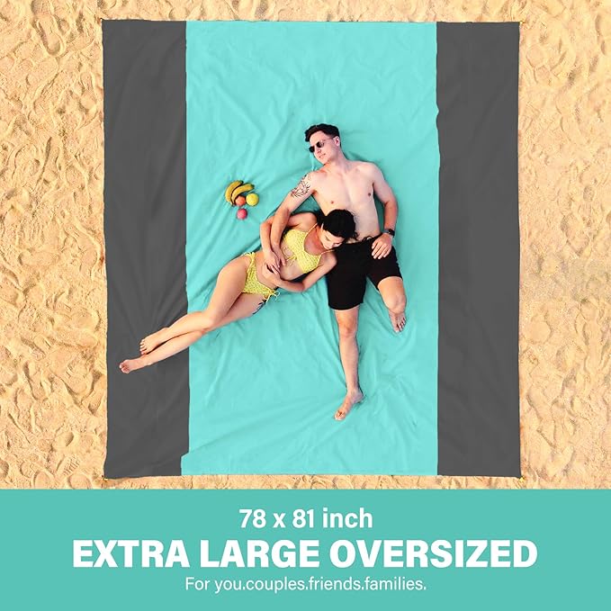 Beach Blanket Oversized Extra Large 78" X 81",Waterproof Sandproof Beach Blanket 1-7 Adults Lightweight Durable for Travel Camping Hiking Picnic