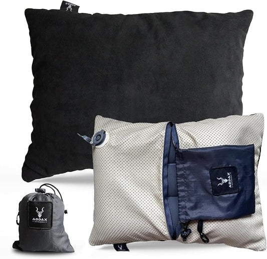 Hybrid Inflatable Pillow for Camping with Padding | Camping Pillows for Sleeping with Washable Cover | Backpacking Pillow Ultralight