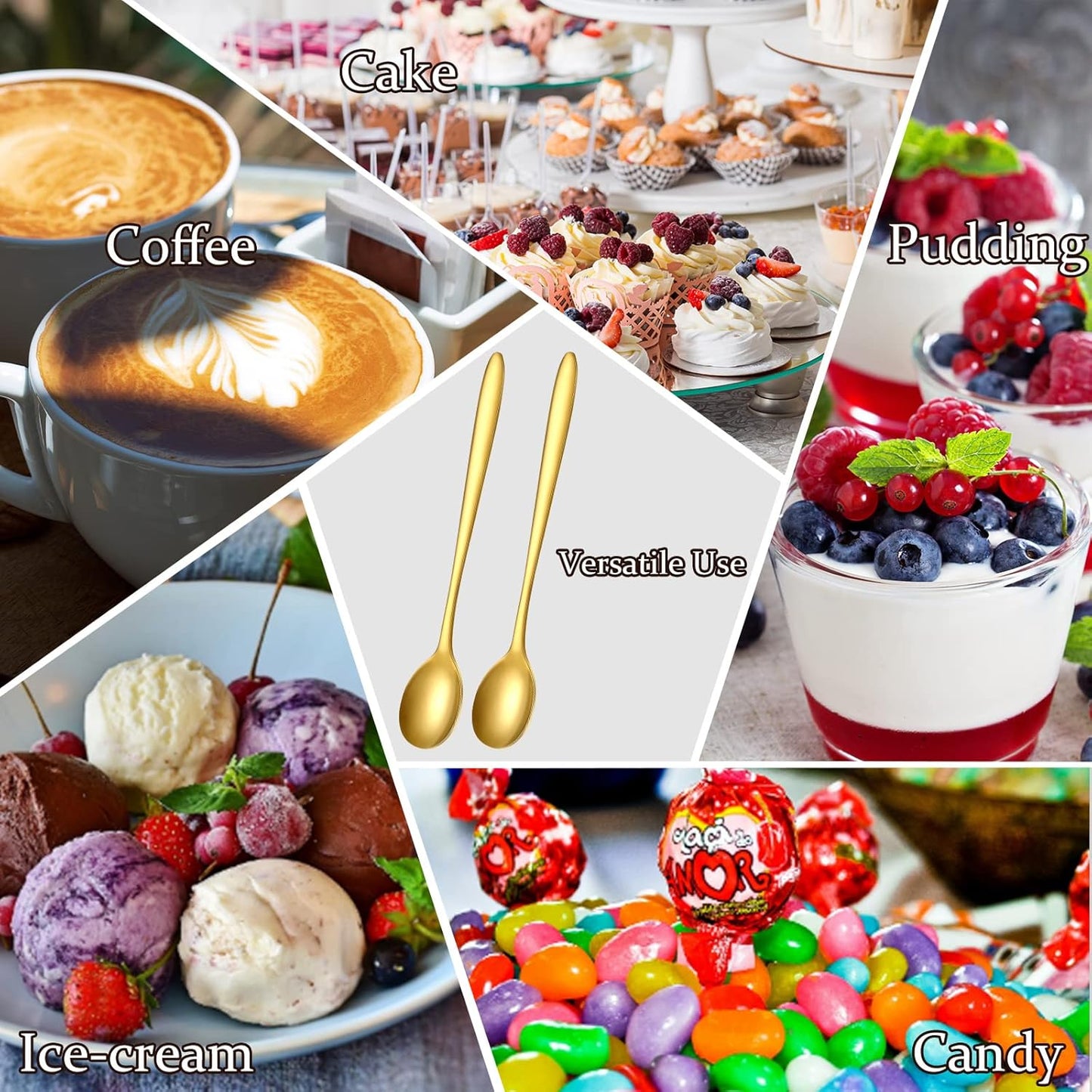 100 Pcs Demitasse Espresso Spoons Stainless Steel Bulk, 4.33'' Small Mini Coffee Tasting Dessert Spoons for Kitchen Dessert, Tea, Appetizer, 1.18'' Wide(Classic Style,Gold)