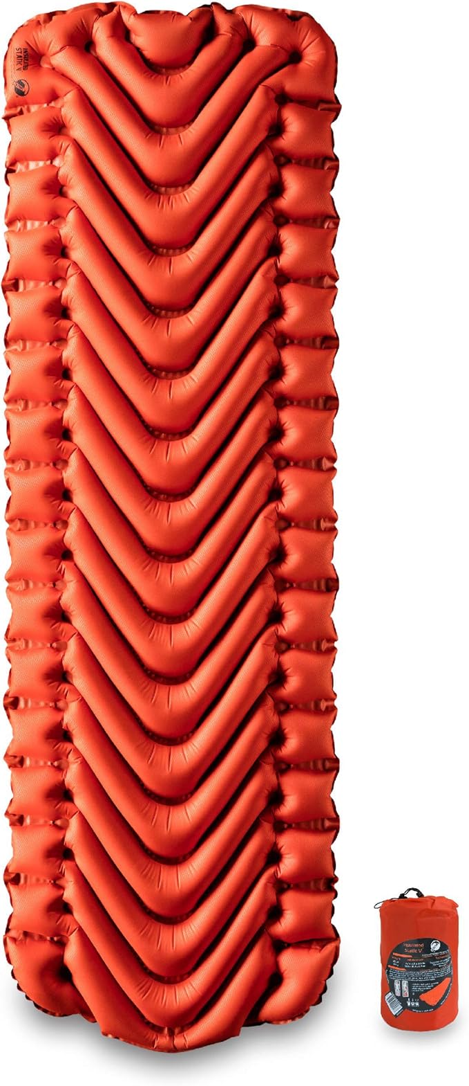 KLYMIT Insulated Static V Inflatable Sleeping Pad | Comfortable, Lightweight, Easy to Inflate, Portable Air Bed Mattress for Camping, Backpacking and Hiking — Orange