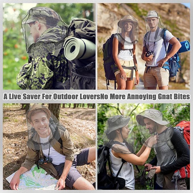 HESTYA 4 Pack Mosquito Net Face Mesh Net Protecting Net for Outdoor Hiking Camping Climbing Mosquito Fly Insects Preventing