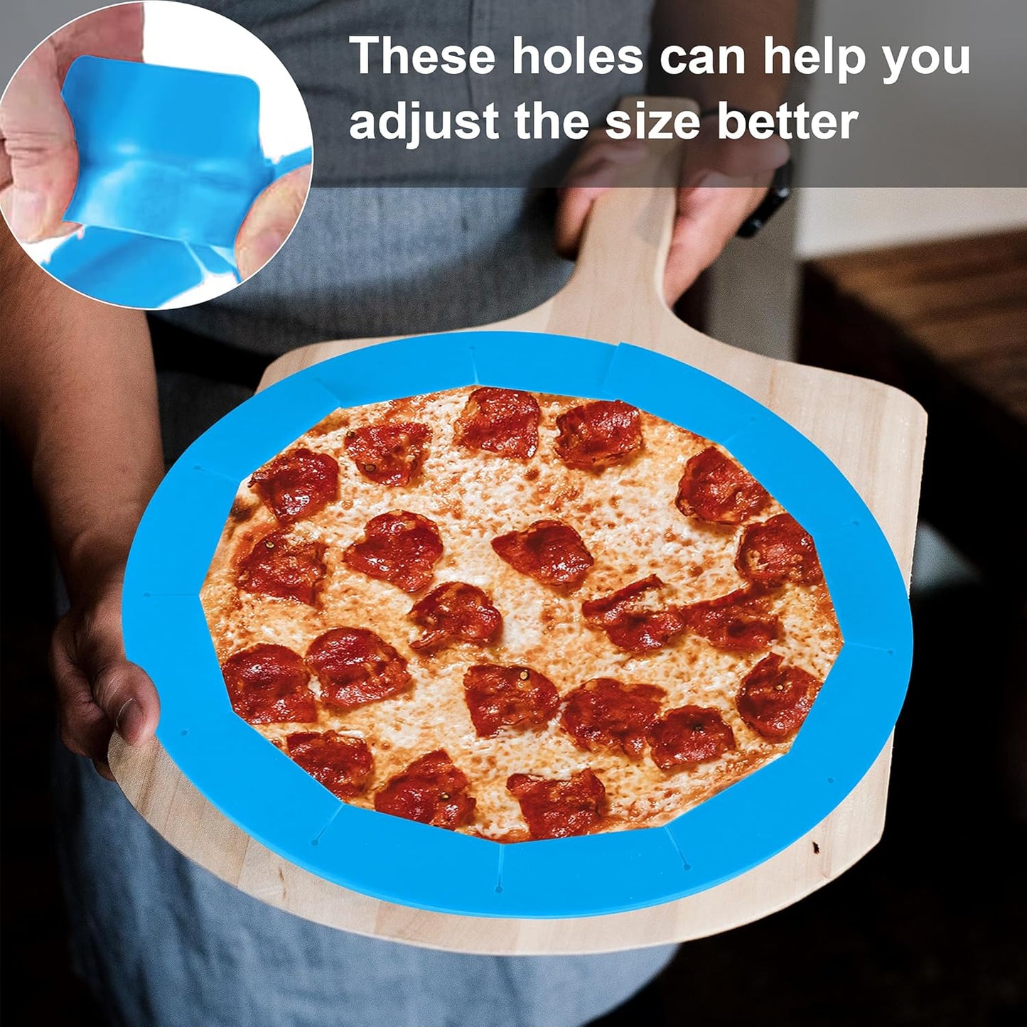 2 Pack Adjustable Pie Crust Shield Silicone Protectors - Bake Crust Protector Cover - Fit 8-11.4 Inch Pies (Blue)