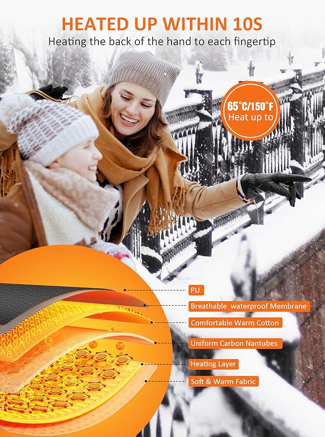 Heated Glove Liners, Rechargeable Electric Battery Operated Heated Gloves for Men Women Thin Hand Warmers for Work Skiing Hunting Fishing Arthritis