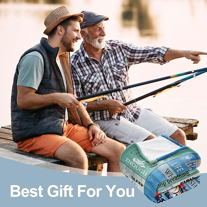 Fathers Day Fishing Gifts,Fishing Gifts for Men,Fishing Gifts,Gifts for Men Who Love Fishing,Best Gifts for a Fisherman,Funny Fishing Gifts for Boys,Dad,Women,Fisherman Gifts Throw Blanket 60inx50in