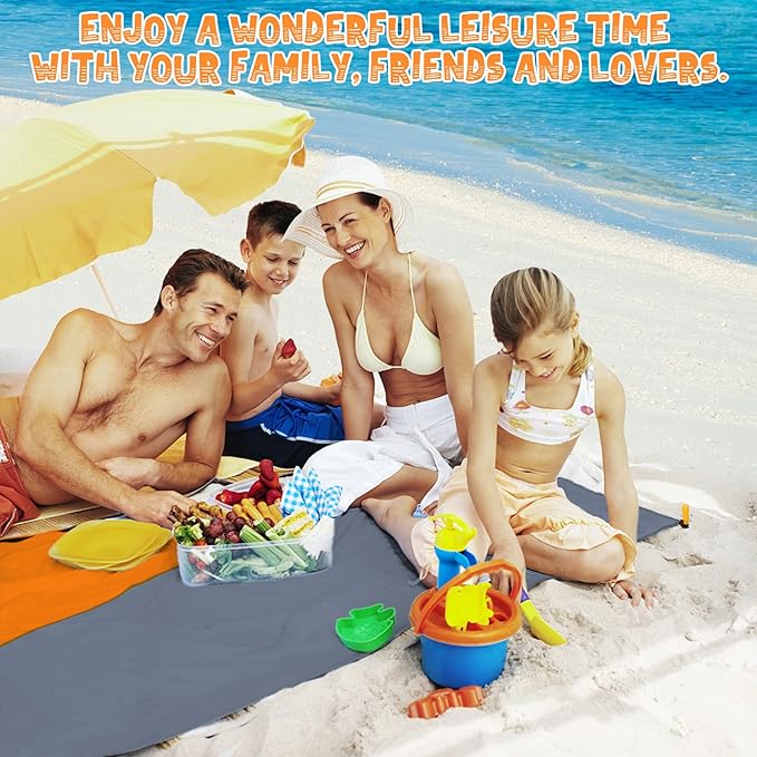 Beach Blanket Waterproof Sandproof 1-8 Adult Oversized 9'×10' Lightweight Durable Compact Sand Free Beach Mat for Travel Camping Hiking Picnic Blanket