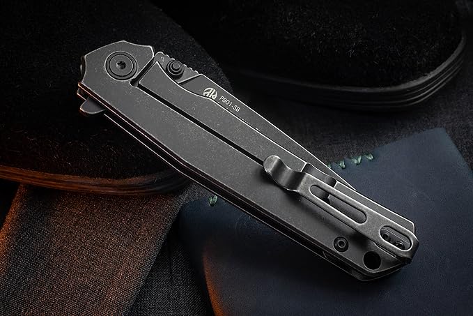 Ruike Pocket Knife for men Tactical Folding Knives Small Frame Lock 14C28N Stainless Cool Steel Camping Knives with Pocket Clip Hiking WorK EDC Knife Outdoor Gear Tool Women Gifts P801-SB